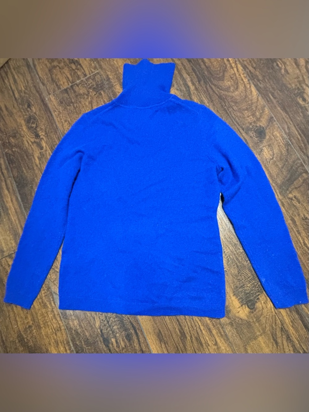 Vibrant Royal Blue Turtleneck Cashmere Sweater size M Up‎ cycling, repair-craft